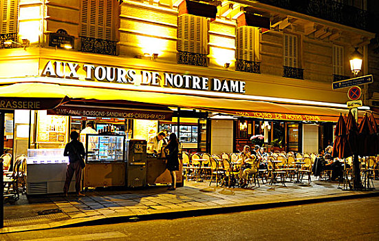 夜景,啤酒店,旅游,圣母院,咖啡,巴黎,法国,欧洲