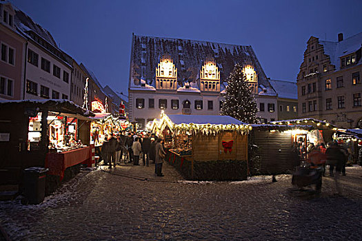 圣诞市场,正面,市政厅,梅森,萨克森,德国,欧洲