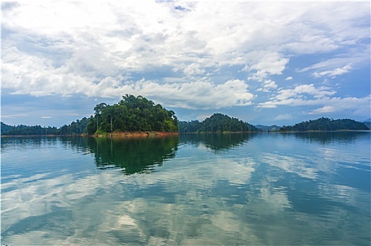 反射,雨林,湖,马来西亚