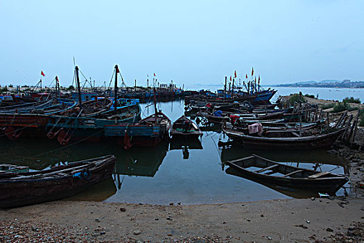 北戴河,大海,海滨,渔船,平静,暮色,夜景,港湾,停泊,神秘