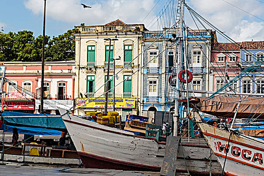 南美,巴西,风景,彩色,渔船,建筑