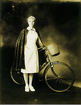 肖像,医护人员,自行车