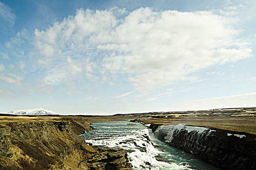 冰岛,瀑布,金色,圆