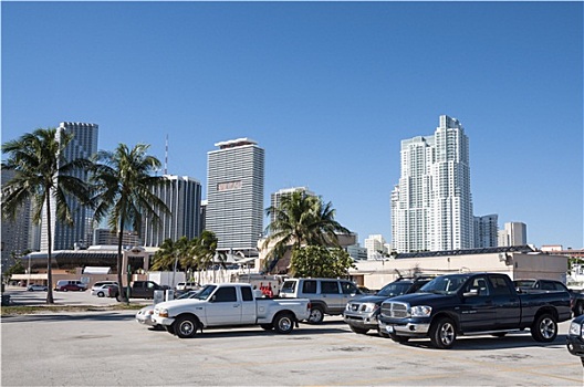 卡车,停车场,市区,迈阿密,佛罗里达,美国