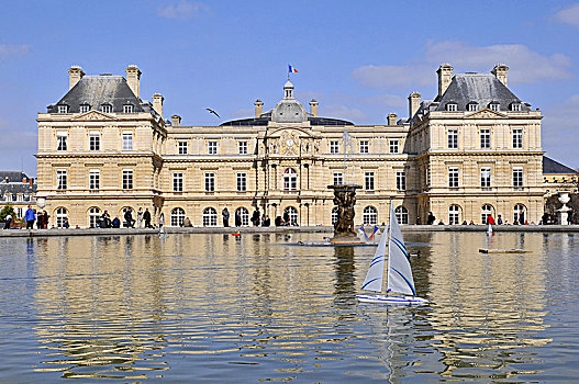 木质,船,玩具,水池,正面,卢森堡,宫殿,花园,巴黎,法国