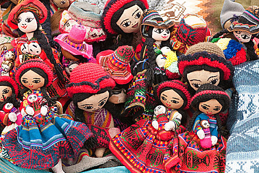 秘鲁,乌鲁班巴,编织,娃娃,市场