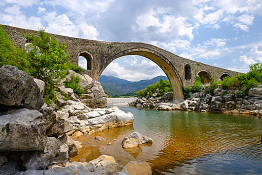 土耳其,拱桥,桥,河,基尔酒,靠近,阿尔巴尼亚,欧洲