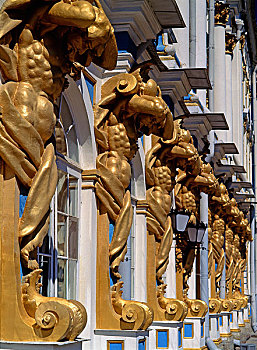圣彼得堡城市景点叶卡婕琳娜皇宫,局部雕塑