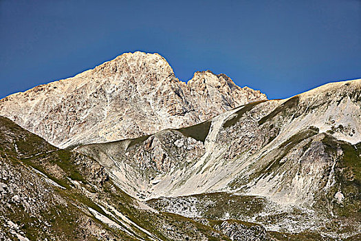 风景,大萨索山,山,夏天,国家公园,亚平宁山脉,阿布鲁佐,意大利