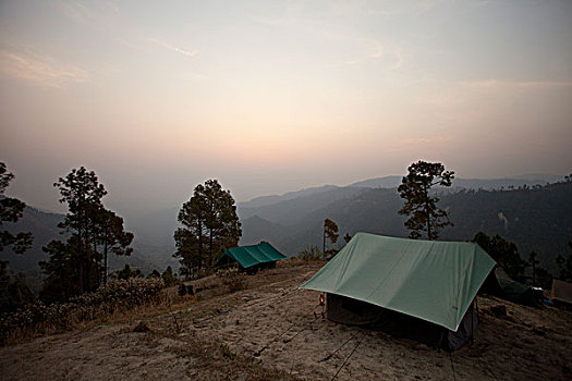 帐蓬,山顶,日出,印度