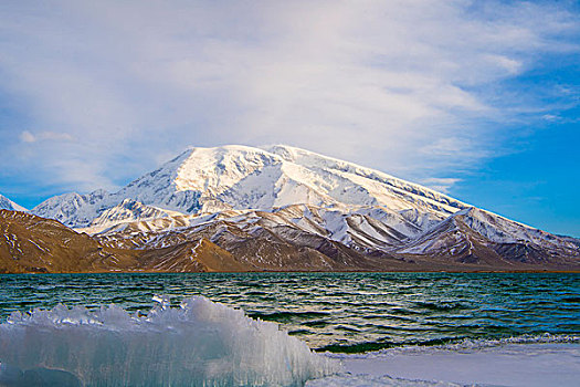 新疆,雪山,蓝天,湖泊,冰块