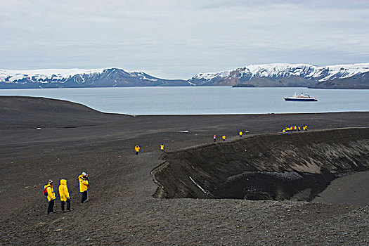 南极,南设得兰群岛,欺骗岛,旅游,远足,向上,火山口