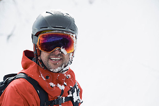 男性,滑雪,头盔,护目镜,霜,胡须,头像,隆河阿尔卑斯山省,法国