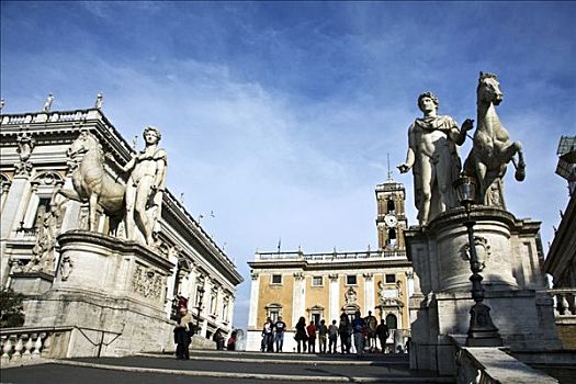 骑马雕像,阶梯,坎皮多利奥,广场,罗马,拉齐奥,意大利,欧洲