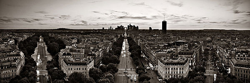 巴黎,屋顶,城市,天际线,拉德芳斯,商务区,法国