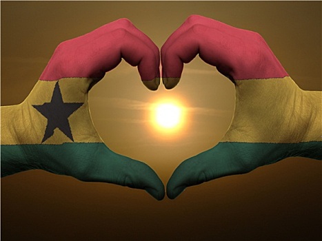 心形,喜爱,手势,彩色,加纳,旗帜