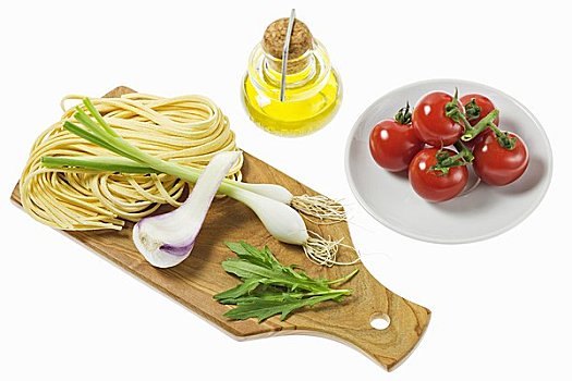 静物,意大利面,蔬菜,橄榄油
