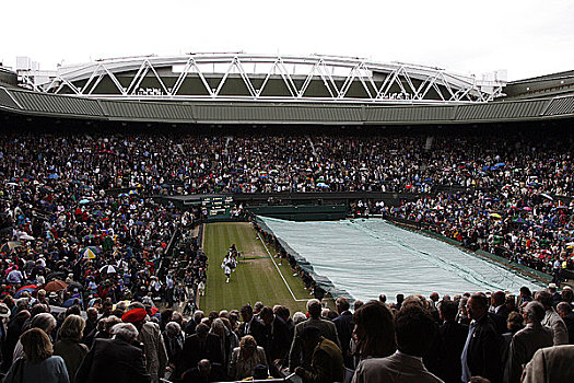 英格兰,伦敦,温布尔登,中心,球场,雨,星期日,网球,冠军,2008年