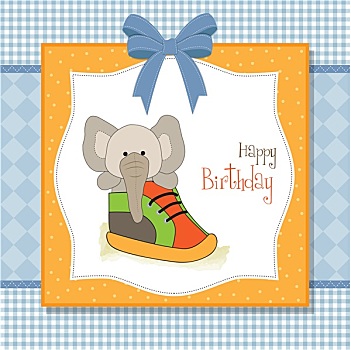 生日快乐,卡,大象,隐藏,鞋