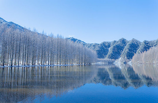 陕西汉中龙池雪景