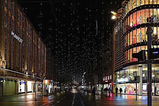 苏黎世,圣诞灯光,班霍夫大街,瑞士,欧洲