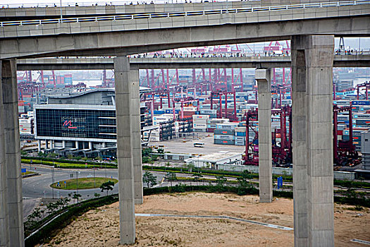 远眺,集装箱码头,路线,新界,香港