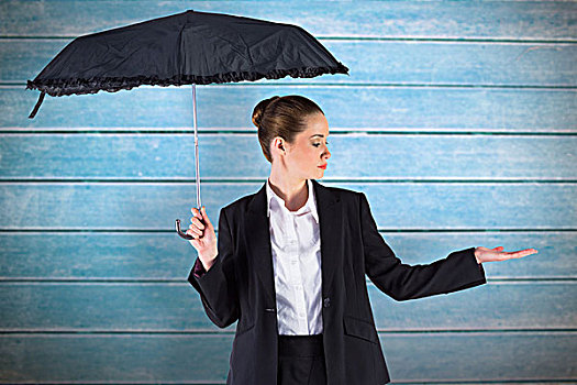 职业女性,拿着,黑色,伞