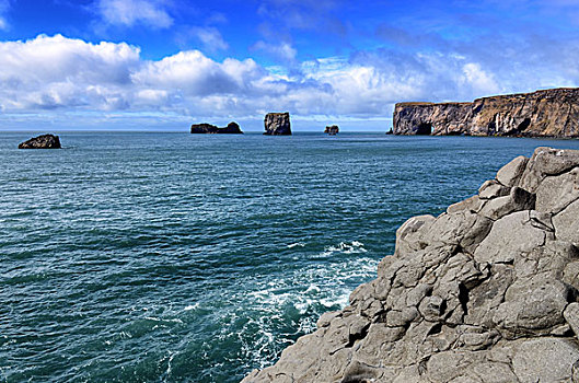 悬崖,石头,海景,冰岛
