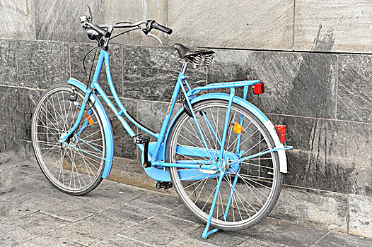 老,蓝色,自行车,汉堡市,德国,欧洲
