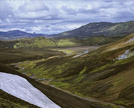 温泉,徒步旅行,兰德玛纳,山,冰岛