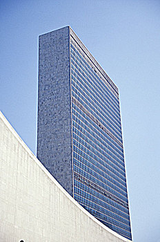 仰视,建筑,联合国大楼,曼哈顿,纽约,美国