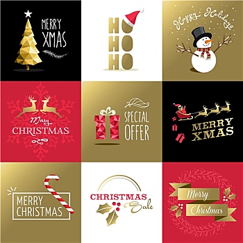 圣诞快乐,金色,卡片,标签,圣诞节,假日