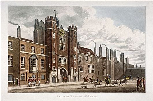 正面,圣詹姆士宫,威斯敏斯特,伦敦,1812年