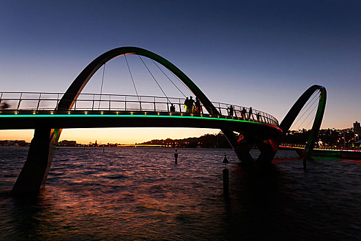 人行天桥,黄昏,码头,佩思,西澳大利亚州,澳大利亚,大洋洲