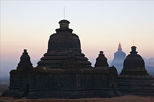 缅甸,早晨,薄雾,历史,庙宇,风格,世纪