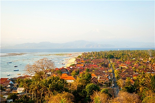 风景,上方,乡村,湾,印度尼西亚