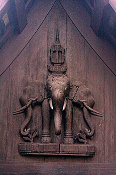 石刻,三个,大象,泰国,一月,2007年