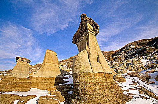 怪岩柱,公园,山谷,恐龙,德兰赫勒,荒地,艾伯塔省,加拿大