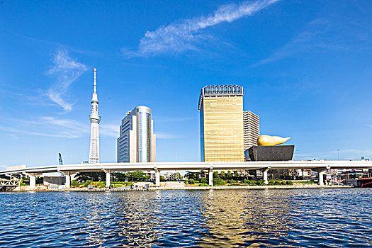 桥,水,现代建筑,东京塔,蓝天