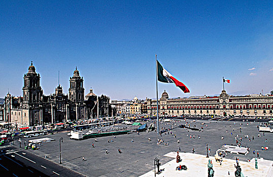 墨西哥,墨西哥城,城市教堂,俯拍,大教堂