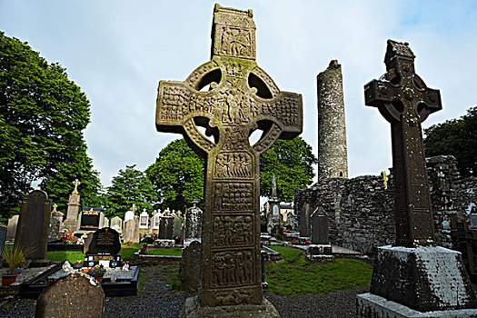 高,十字架,圆塔,爱尔兰