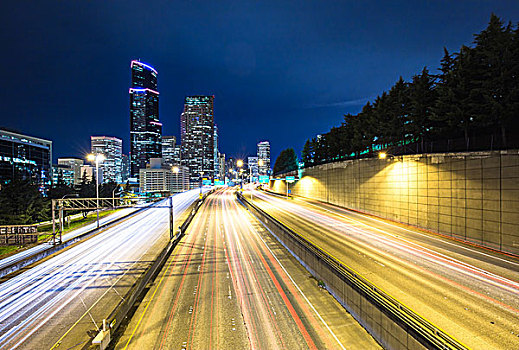 交通,途中,城市,天际线,西雅图