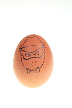 鸡蛋上的人物表情素描