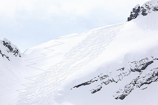 滑雪道,瓦茨曼山,贝希特斯加登阿尔卑斯山,巴伐利亚,德国,欧洲