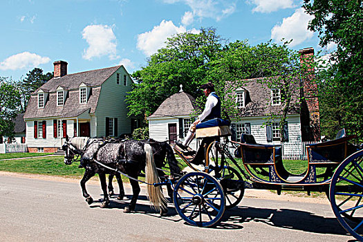 马车,殖民风格的威廉斯堡,弗吉尼亚