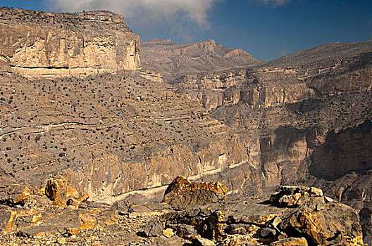 峡谷,山谷,大峡谷,阿曼,旱谷,脚,山,山峦,阿曼苏丹国,中东,亚洲