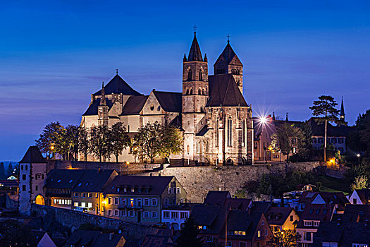 德国,黑森林,大教堂,建造,15世纪,俯视图,黃昏