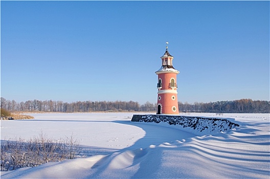 莫里茨堡,冬天,灯塔