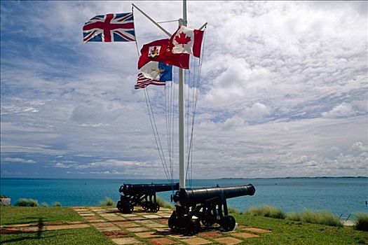 旗帜,大炮,船坞,皇家,百慕大
