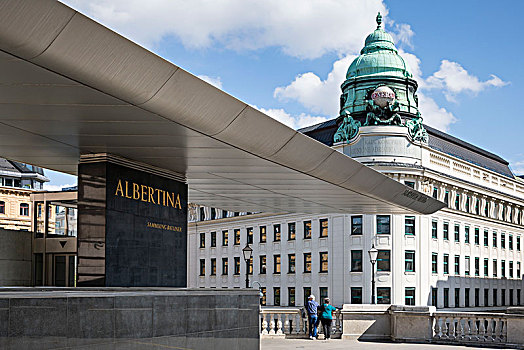 平台,美术馆,飞,屋顶,两个,旅游,看,城市,地区,维也纳,奥地利